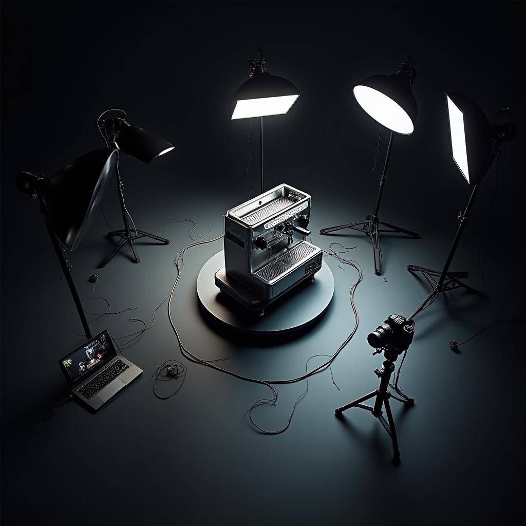 360 Grad Drehteller mit Kamera-Rig für Produktaufnahmen